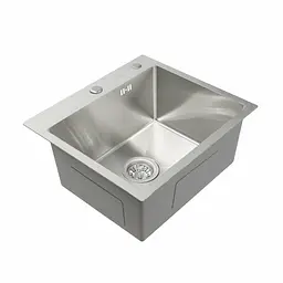 Кухонна мийка Platinum Handmade нержавійка 50x45 (сифон круглий 3.0/0.8) - мініатюра 2