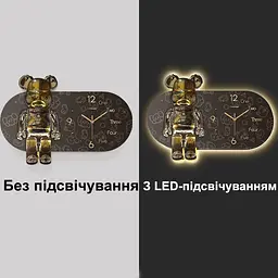 Годинники настінні овальні "Ведмедик" з LED-підсвічуванням (NCH-40-60) - мініатюра 4