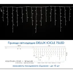 Гірлянда Delux ICICLE flash 75LED 2 х 0.7 м мульти/білий IP44 EN (90012956) - мініатюра 3