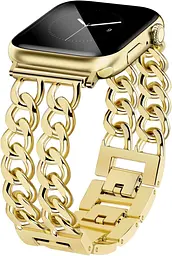 JR.DM Металевий ремінець Gold, сумісний з ремінцем Apple Watch 38 мм 40 мм 41 мм 42 мм 44 мм 45 мм 46 мм, подвійні ланцюжки