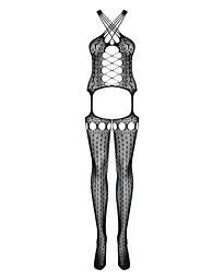 Бодістокінг Obsessive Bodystocking G313 S/M/L, шнурівка, геометричний декор - мініатюра 5