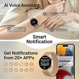 Смарт-годинник Fitpolo DR03 з AMOLED 1.27" дисплеєм Bluetooth дзвінками водонепроникний IP68 з підтримкою Android IOS круглий бронзове золото (SKU-141) - мініатюра 3