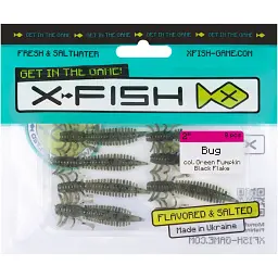 Силікон X-Fish Bug 2" Green Pumpkin Black Flake (8шт/уп) - мініатюра 2