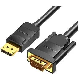 Кабель мультимедійний DisplayPort M to VGA M 1.5m black Vention (HBLBG)