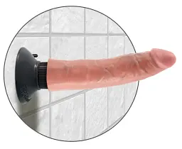 Вібратор King Cock Vibrating Cock 7 Inch 18 см тілесний - мініатюра 4