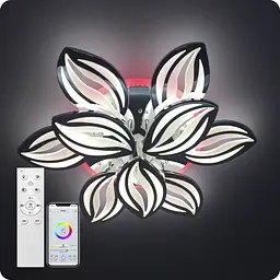 Люстра світлодіодна 517 Light 3color з пультом 180Вт Хром (02113) - мініатюра 5