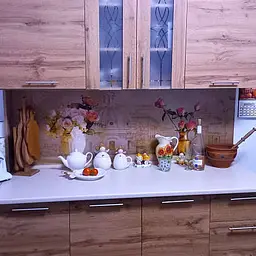 Кухонний фартух Троянди у вазах вінілова наклейка ПВХ 3д вінтаж Бежевий 65х250 см Happy Pocket Z180710 - мініатюра 8