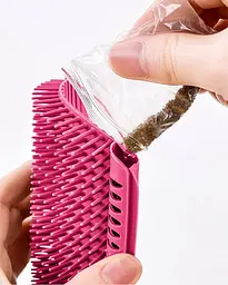 Щітка-чесалка для кішок Semi Brush-comb, Pink з кутовим кріпленням до стіни - мініатюра 5