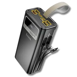 Батарея універсальна HOCO 30000mAh Plentiful 22.5W, built-in cables, LED, Black (DB58 / 715030) - мініатюра 2