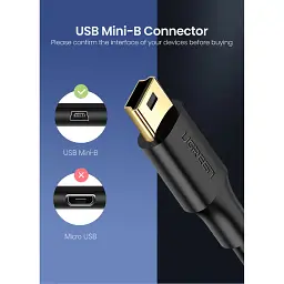 Дата кабель USB 2.0 AM to Mini 5P 0.5m black Ugreen (10354) - мініатюра 4