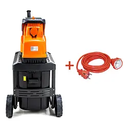 Подрібнювач садовий DS2800/45 KIT, 220В, 2800Вт, гілки до 45мм, ножі, контейнер 60л + подовжувач 10м помаранч. - мініатюра 3