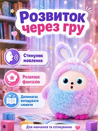 Інтерактивна плюшева AI-іграшка Райдужний зайчик з LED-очима для дітей, фіолетова (49675905) - мініатюра 3