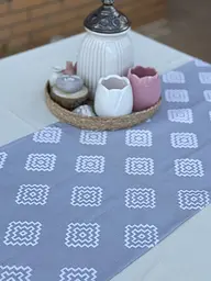 Ранер доріжка Ecotton DUCK 45x170 см для обіднього столу водовідштовхувальна сірого кольору геометрія (25147) - мініатюра 8