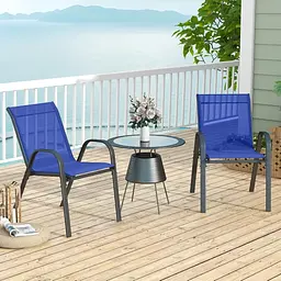 Комплект садових стільців Costway Patio з підлокітниками синій
