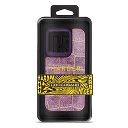 Кожаный чехол для Apple iPhone 15 Pro, Harder Crocosaur, фиолетовый, термополиуретан ТПУ + экокожа с текстурой крокодила, панель, защита корпуса, противоударный, микрофибра, рамка вокруг камеры, защита всего корпуса, (ARM76704) - мініатюра 3