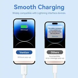 Дата кабель USB 2.0 AM to Lightning 1.0m 2.4A black Vention (LAMBF) - мініатюра 4