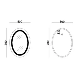 Дзеркало Lidz Vida 700x500 з LED-підсвічуванням Touch, з антизапотіванням, з диммером яскравості LD78LF5070 - мініатюра 2