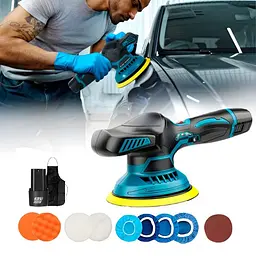 Полірувальна машинка Waxing Polisher акумуляторна з насадками 2 АКБ - мініатюра 2