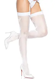 Панчохи-сітка зі швом ззаду Leg Avenue Butterfly back seam thigh highs One size White - мініатюра 3
