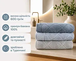 Набір турецьких махрових рушників Cestepe MicroCotton Premium 3 штуки 70x140 Eva 1 щільність 600 г/м2 - мініатюра 2