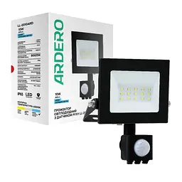 Світлодіодний прожектор Ardero LL-2010ARD 10 Вт 6500K з датчиком руху чорний (80021)