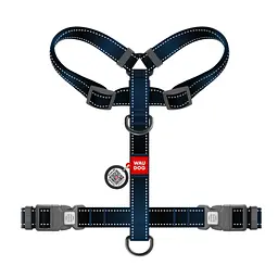 Шлея для собак WAUDOG Nylon Mono анатомічна H-подібна з QR паспортом, пластиковий фастекс, S чорна (54561) - мініатюра 2