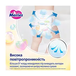 Підгузки Merries розмір M (6-11 кг) трусики 62 шт (4901301442949) - мініатюра 5
