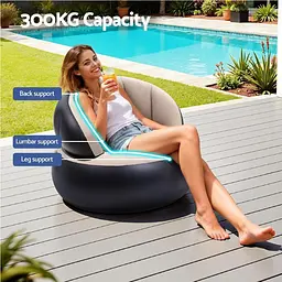 Надувне крісло AIR SOFA / Надувне велюрове крісло 80х80х67 см Бежевий - мініатюра 4