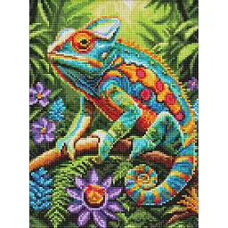 Алмазна мозаїка "Барвистий лісовий хамелеон" art_selena_ua Ideyka AMO20457, 30х40 см