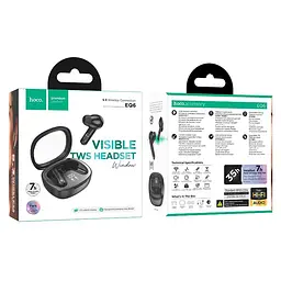 Навушники Hoco Shadow true wireless BT headset EQ6 BT5.3, 40/320mAh, 7h - мініатюра 3