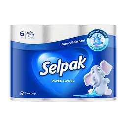 Бумажные полотенца Selpak 3 слоя 80 отрывов 6 рулонов (8690530015043)