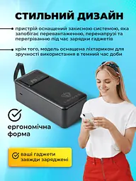Power Bank 50000mAh зі наскрізною зарядкою портативна батарея для смартфона планшета роутера USB зовнішній акумулятор повербанк із швидкою зарядкою 22.5W ліхтариком та дисплеєм LENYES РХ521D - мініатюра 7