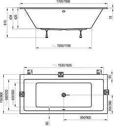Ванна акрилова Ravak Formy 01 Slm 170x75 C691300000 Білий - мініатюра 4