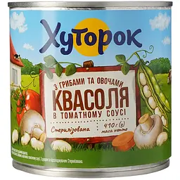 Квасоля Хуторок з грибами та овочами в томатному соусі 410 г