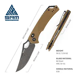 Ніж складаний SRM Retriever 9202-GW, коричневий - мініатюра 7