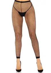 Колготки без стопи Leg Avenue Industrial Net footless tights, One Size, чорні, в сітку - мініатюра 3