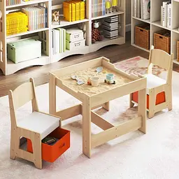 Комплект дитячих меблів Costway Kids Play 3-in-1 Desk стіл та 2 стільці з двосторонньою стільницею-дошкою та ящиками - мініатюра 5