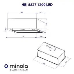 Витяжка вбудована Minola HBI 5827 IV 1200 LED - мініатюра 10