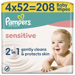 Дитячі вологі серветки Pampers Sensitive 208 шт. - мініатюра 2