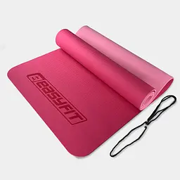 Килимок для йоги та фітнесу TPE+TC 6 мм двошаровий рожевий-св. EasyFit fit0025096