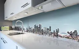 Кухонний фартух Мегаполіс вінілова наклейка для кухні ПВХ Місто Блакитний 60х200 см Happy Pocket Z181392 - мініатюра 6