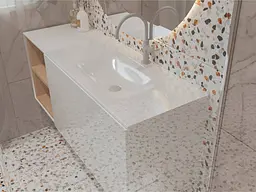 Умивальник Miraggio JESSEL 900 (0000798) Miramarble, Глянцевий, Накладний/Врізний, Білий - мініатюра 5