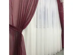 Шифонові штори з ламбрекеном бордового кольору на тасьмі ALBO pbe0052834 - мініатюра 7