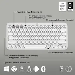 Клавіатура Logitech K380s Pebble Keys (L920-011852) - мініатюра 2