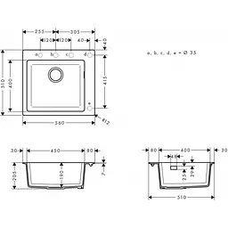 Кухонна мийка Hansgrohe S510-F450 560x510 Stonegrey 43312290, Сірий - мініатюра 5