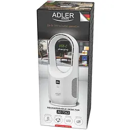 Вентилятор AdlerAD 7343 настільний/ безлопатевий/ акумуляторний/ 5Вт/ Li-ion 2200mAh/ USB-C/ білий (AD7343) - мініатюра 6