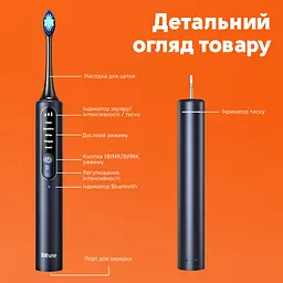Електрична зубна щітка з футляром Bitvae S3 Smart 4 насадки Dark blue - мініатюра 4