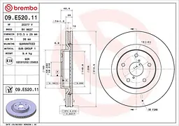 Диск тормозной вентилируемый Subaru Forester V 18-25г Brembo ( 09.E520.11 )