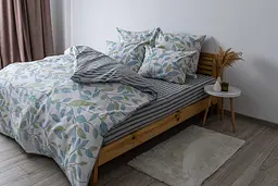 Комплект постільної білизни ТЕП Soft dreams Spring Basil євро сірий з синім (2-03859_25845) - мініатюра 2