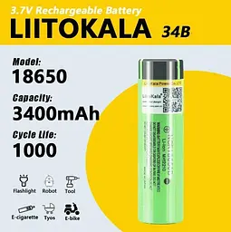 Акумуляторна батарея LiitoKala Lii-34B 18650 3.7V 3400mAh